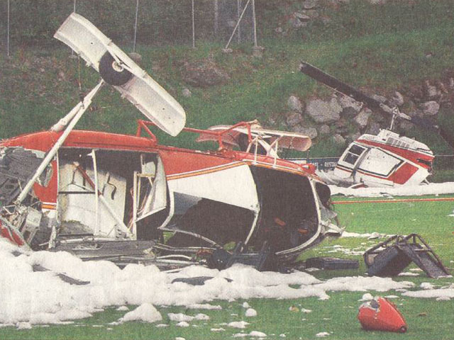 Beuson/VS, September 26, 2000 - In the collision between a SE 3160 Alouette 3 and a Bell 206B Jet Ranger several Indian tourists lost their lives (HAB)