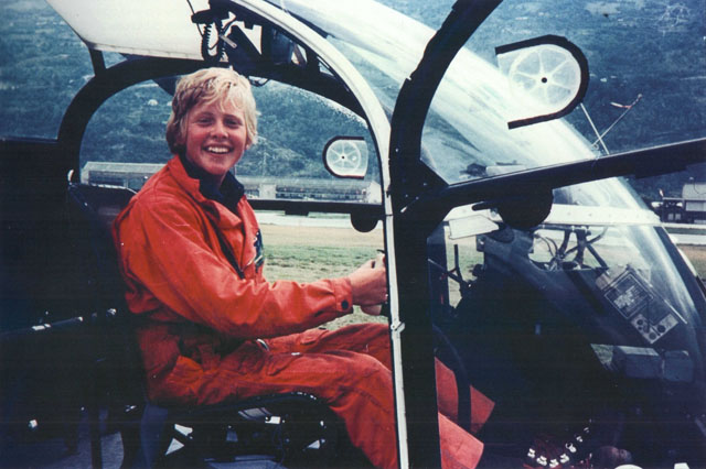 François-Xavier Bagnoud, still in his teens, photographed in the cabin of an Aérospatiale SA 315B Lama in service with Air Glaciers (family Bagnoud)